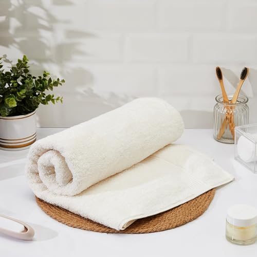 Amazon Brand - Solimo - Cotton Bath Towel | 500 GSM | Fade Resistant | Cream