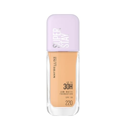 Maybelline Super Stay Lumi Matte Base de Maquillaje Líquida, Alta Cobertura con Acabado Mate Luminoso, Tecnología Lightwear 30H de Duración, Tono 220, 30 ml