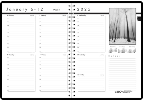 House of Doolittle Calendario semanal 2025, serie negro sobre blanco, 8.5 x 11 p