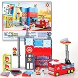 Tile Town Fire Station Magnetic Tiles Set, 66 Piece Kids Magnet Toy, Innovative Action Play Magnetic Tile Building Set Ages 3-6, Amazon Exclusive