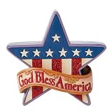 Enesco Jim Shore Heartwood Creek Patriotic Star America Miniature Figurine - Stone Resin Hand Painted Crafted Collectible Decorative USA Mini Figurines Home Decor Statue, 3.6 Inch