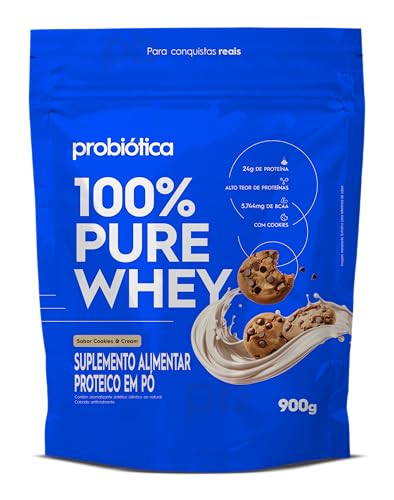 Probiótica 100% Pure Whey Nova Fórmula - 900G Refil Cookies and Cream