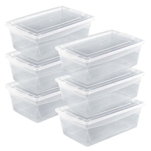 Guateplast - Juego de 6 Contenedores de Almacenamiento de Plástico 6Qt (6 litros) | Contenedores plásticos para organizar espacios | Caja de Plástico | Cajas Plásticas | Organizadores | Color Natural