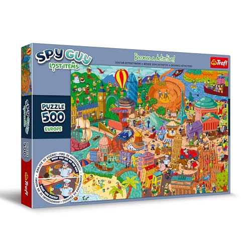 Trefl - Spy Guy Lost Items Puzzle: Europe - 500 Pieces, Become a Detective and F