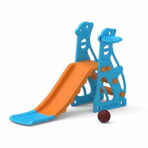 Amazon Brand - Solimo Garden Penguin Slide with Basketball for Indoor & Outdoor Use
