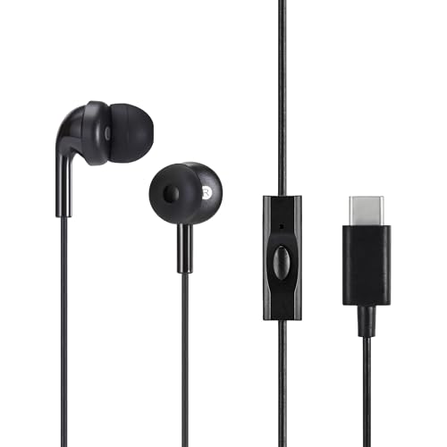 Amazon Basics Wired Earbuds with Microphone, in-Ear Headphones, USB-C, 4.2 ft Ca