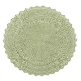 Better Trends Lilly Crochet Round Bath Rugs & Absorbent Bathroom Mat, Reversible Bath Rugs, Bath mats for Bathroom, 100% Cotton Bathmats Washable - 24", Sage Green Round Rug