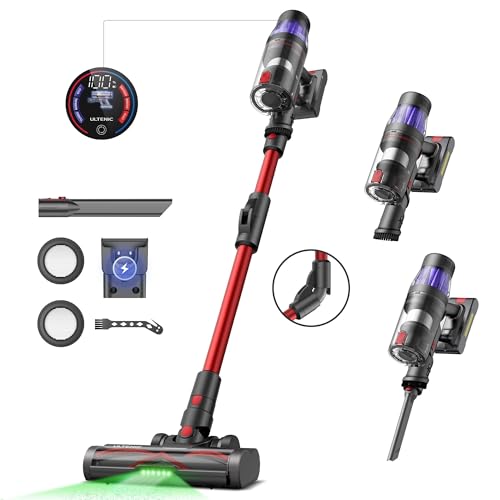 Ultenic Cordless Vacuum Cleaner, 550W/50Kpa, 60Mins Runtime, 180°Bendable Wand, Anti-Tangle Brush, Stick Vacuums Cordless with Charging Dock, for Pet Hair/Carpet/Floor/Car, U16 Flex