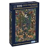 Gibsons The Art File Into The Forest 1000 Piece Jigsaw Puzzle – Woodland Puzzle with Owl, Deer, Fox & Night Sky – Sustainable Puzzle for Adults & Teens – Premium 100% Recycled Board