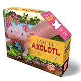 Madd CAPP: I Am Lil' Axolotl - 100 Piece Puzzle - Kids Animal-Shaped Jigsaw, 36" X 18" Finished Size, Poster Reference, Educational Fun Facts Booklet