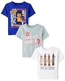 The Children's Place,Baby Boys,and Toddler School Days Short Sleeve Graphic T-Shirts,Multipacks,Love/Boy School/Trouble Makers 3-Pack,18 Months,24 Months