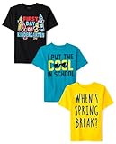 The Children's Place,Boys,School Days Short Sleeve Graphic T-Shirts,Multipacks,1st Day Kindergarten 3-Pack,Medium
