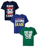 The Children's Place,Boys,School Days Short Sleeve Graphic T-Shirts,Multipacks,Apple/1st Day 2nd Grade/Study 3-Pack,Medium