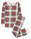 The Children's Place,Unisex Baby,Family Matching, Plaid Thermal Pajamas Sets,Red Tartan Plaid,10