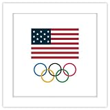Trends International Gallery Pops Team USA - Flag and Olympic Rings Wall Art, 12" x 12" Gallery Pops Wall Art, White Framed Version