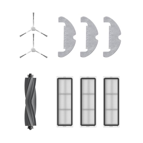 Dreame Kit de Accesorios para Robot Aspiradora D10 Plus Gen2 Contiene 3 Paños para fregona, 3 Filtros, 2 Cepillos laterales, 1 Cepillo principal, Accesorios Originales