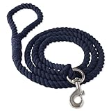 Pet Passion Organic Cotton Dog Leash with Durable Twisted Rope 6 ft. for All Pet Breeds, Navy, One Size
