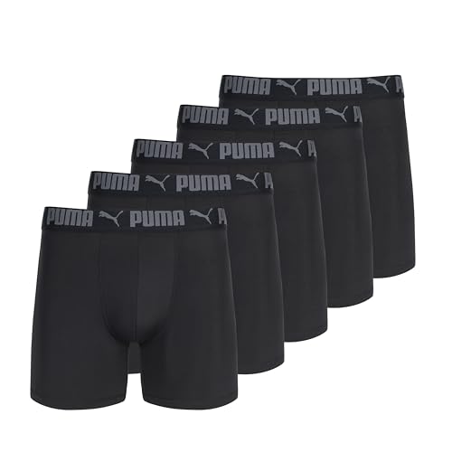 PUMA - Pack de 5 Calzoncillos Tipo Calzones para Hombre, Negro -, Large