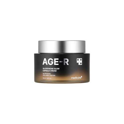 MEDICUBE AGE-R Glutathione Glow Capsule Cream, Crema Facial Coreana con Glutatión, Niacinamida, Péptidos, Colágeno y Ceramida, Luminosidad e Hidratación, 50 ml