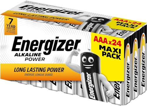 nergizer - Alkaline Power, Pack de 24 Pilas AAA 1,5V, Larga duración para Uso Co