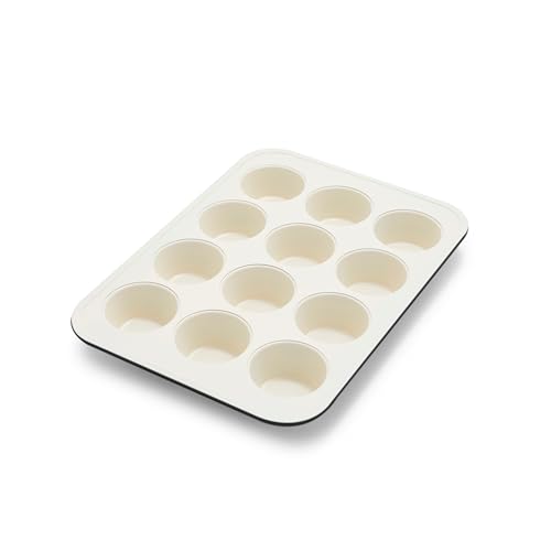 GreenPan Bakewell - Molde para magdalenas, 12 tazas, color negro