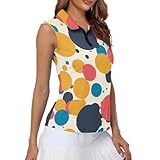 Irisjudy Color Polka Dot Womens Sleeveless Polo Golf Shirts