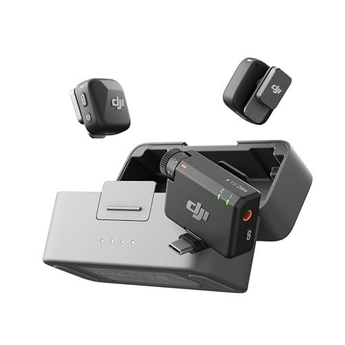 dji Mic Mini (2 TX + 1 RX + Estuche de Carga), micrófono inalámbrico, superligero, Audio de Alta Calidad, 48 h de Uso, cancelación de Ruido, para cámaras/iPhone/Android, Vlogs, Streaming