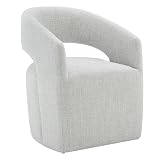 KISLOT Upholstered Dining Chairs with Casters Modern Barrel Armchair with Rollers for Diningroom Bedroom Livingroom Reading Room,Milk