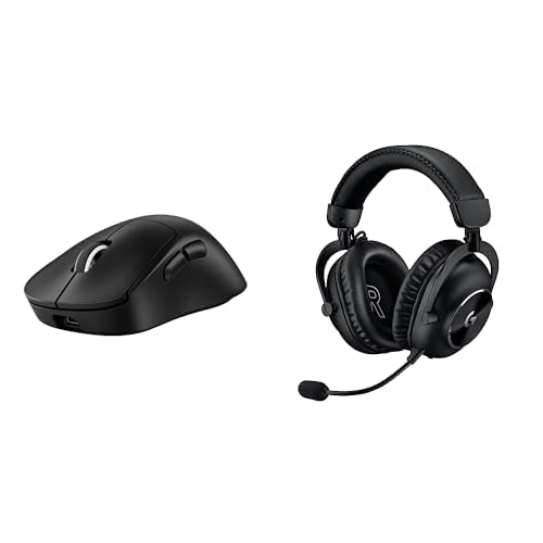 Logitech G PRO X SUPERLIGHT 2 DEX LIGHTSPEED, souris gaming sans fil, capteur 32k DPI, recharge USB-C + PRO X 2 LIGHTSPEED Casque audio bluetooth, micro détachable, enceinte graphène 50 mm - Blanc
