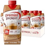 Premier Protein Shake, Café Latte with Caffeine for Energy – 30g Protein, No Added Sugar, 24 Vitamins & Minerals to Support Immune Health, 11 fl oz, 12 Pack