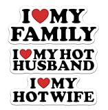 3Pcs I Love My Hot Husband Wife Family Heart Stickers 2 Inch