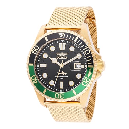 INVICTA Mostrador masculino Pro Diver 43 mm de aço inoxidável dourado e quartzo PC32