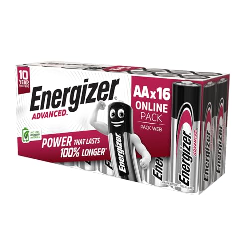 Energizer Advanced - Pilas AA (Paquete de 16) - 1,5V Baterías Alcalinas de Larga