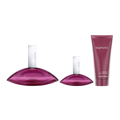 CALVIN KLEIN, Set de Regalo, Euphoria, Fragancia para Mujer, Eau de Parfum 100 ML + 30 ML y Body Lotion 100 ML