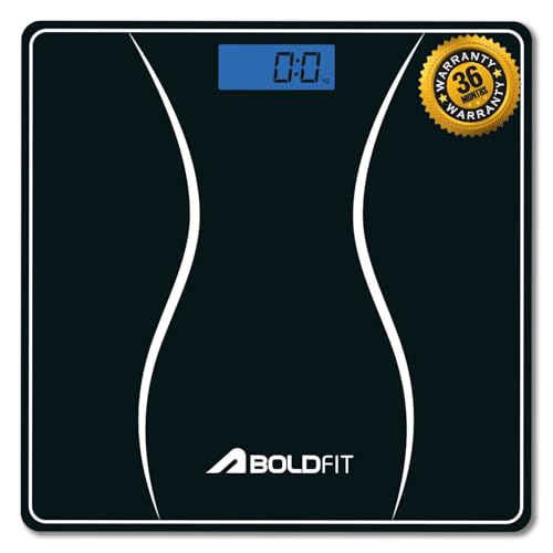 Boldfit Weight Machine for Home Digital Weighing Machine for Human Body with LCD Display Max Weight Capacity 180Kgs (Bat...