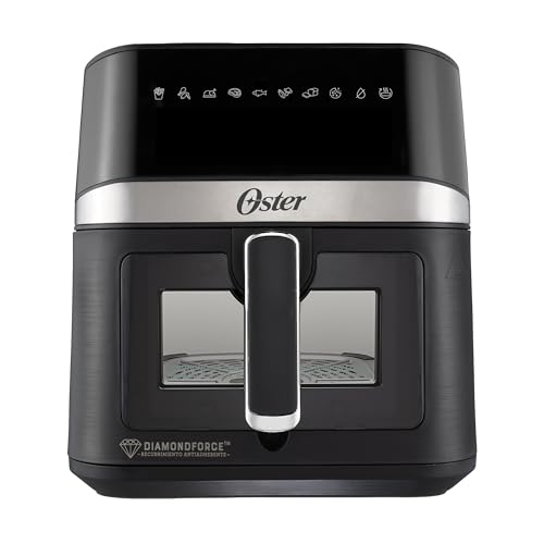 Oster® Freidora de Aire Digital, Recubrimiento Oster® DiamondForce, con Ventana y Luz Interna, 6L de Capacidad, con 10 Programas Automáticos