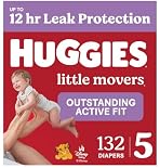 Huggies Size 5 Diapers, Little Movers Baby Diapers, Size 5 (27+ lbs), 132 Count (2 Packs of 66), Packaging May Vary