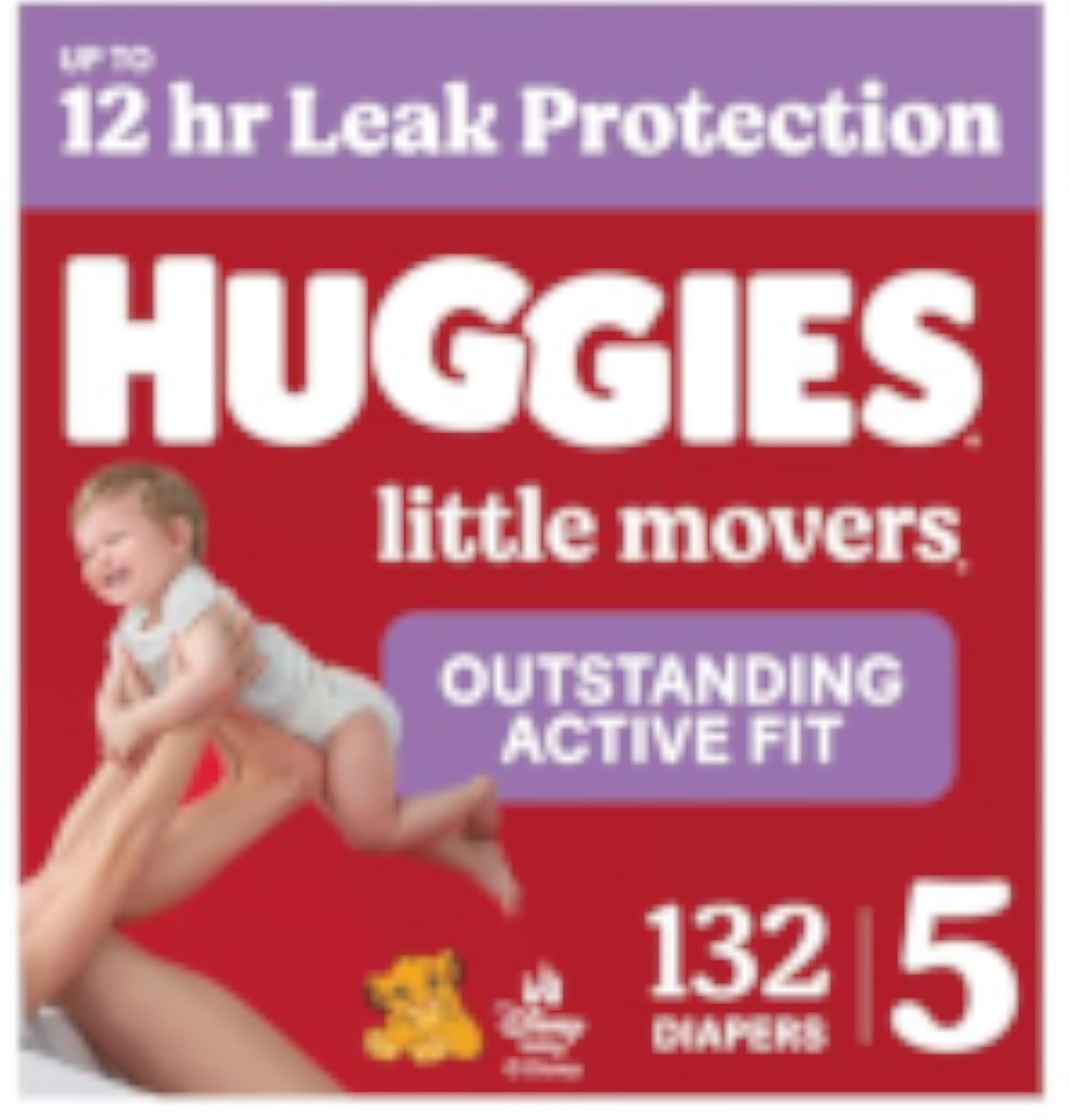 Huggies Little Movers Diapers Size 5 132 Count Double Grip Strips
