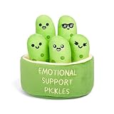 Emotional Support Pickles by Relatable, Cuddly Stuffed Animals and Toys, Squishy Toys and Plushies, Perfect Funny Pickle Gifts for Loved Ones of All Ages, Includes 5 Plushies with Carrying Basket