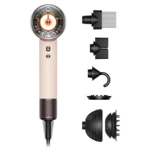 Secadora Dyson Supersonic Nural Ceramic Pink. Se adapta automáticamente para realzar el brillo natural y proteger la salud del cuero cabelludo.