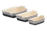 Le Creuset Stoneware Heritage 3-Piece Rectangular Baking Dish Set, Oyster