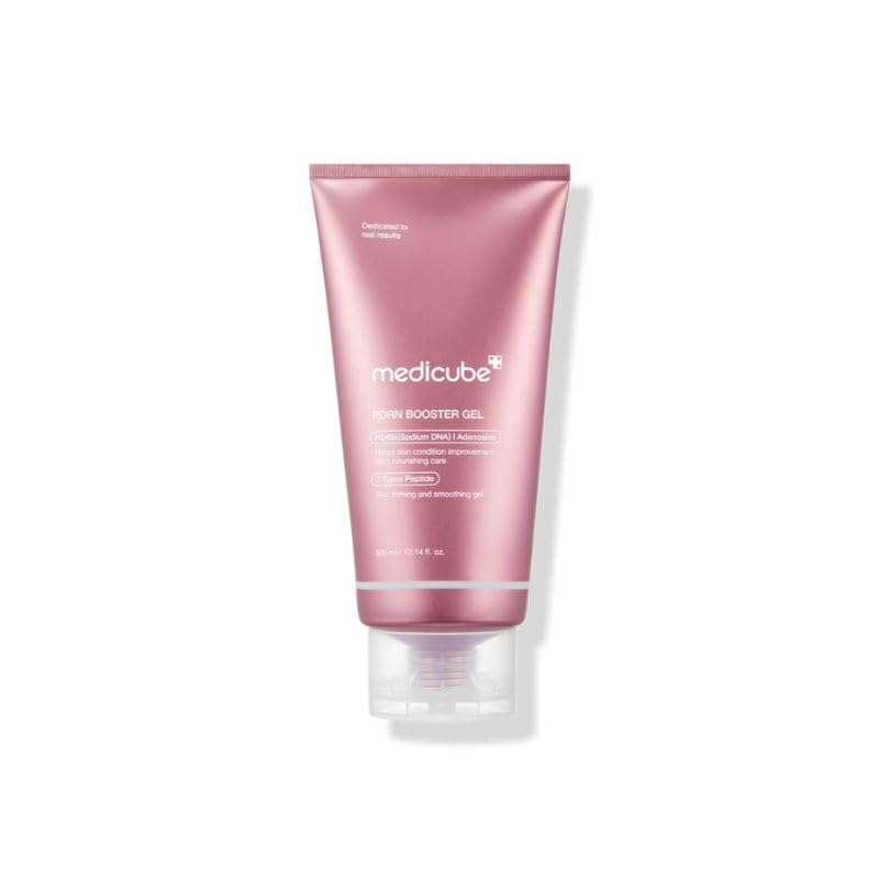 MEDICUBE PDRN Booster Gel 300 ml – gel facial hidratante con PDRN, adenosina y 7 péptidos, textura ligera para apariencia más firme y suave