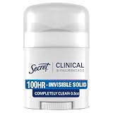 Secret Clinical Strength 100HR Sweat & Odor, Invisible Solid Antiperspirant & Deodorant for Women, 3X Stress Protection with Hyaluronic Acid, PH Balanced, Completely Clean Scent, 0.5 oz