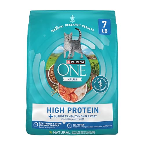 Purina ONE Plus High Protein Cat Food Dry Salmon and Ocean Whitefish Cat Skin and…