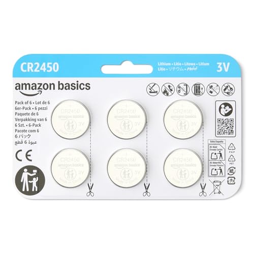 Amazon Basics CR2450 Lithium-Knopfzellenbatterie, Langlebige Leistung, frei von 