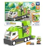 Tile Town Recycling Truck 15-Piece Magnetic Tile Playset, Interactive STEM Magnetic Tiles Toys, Includes 1 Action Figure and 2 Action Tiles