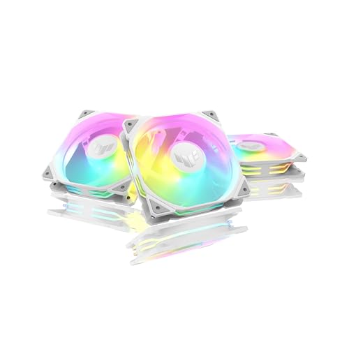 ASUS TUF Gaming TR120 120mm ARGB White Fan Triple Pack 28mm Fan Frame, 3.3mm H2O high Static Pressure, 77.4 CFM Airflow, Double-Layer LED Array, Aura sync, PWM, 2 Year Warranty