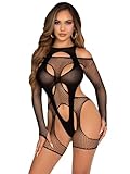 Leg Avenue Womens 2 Pc Off The Shoulder Fishnet Garter Harne