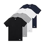 Puma Men's 4 Pack Crew Neck Tee, Navy/Grey, Small