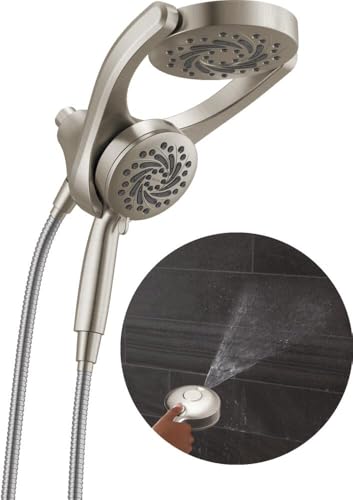 Delta HydroRain 2-in-1 Doppelduschkopf mit ProClean Spray, Satin-Nickel, runder 
